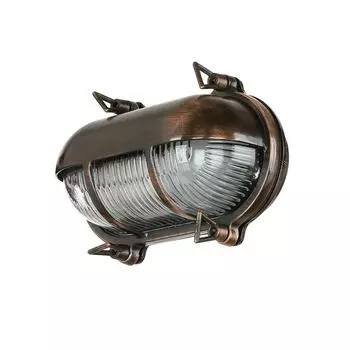 Наружный светильник из латуни с ребристым стеклом, Ш: 21 см, из античной меди IP64 E27, настенный светильник для корабля Licht-Erlebnisse