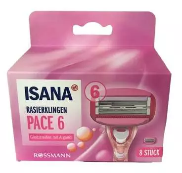 Насадки для бритвы, 8 шт. Isana, Pace 6
