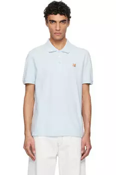 Нашивка с изображением головы голубой лисы, обычное поло Maison Kitsun