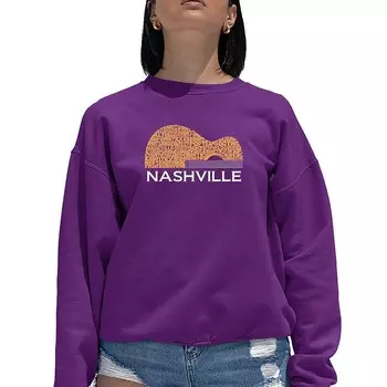 Nashville Guitar — женский свитшот с круглым вырезом Word Art LA Pop Art, фиолетовый