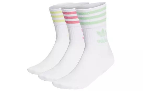 Наслаждайтесь летними носками средней длины, 3 пары, белые Adidas Originals
