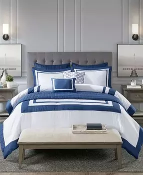 Наследие 8 шт. Комплект одеял и покрывал, полный размер/размер размера «queen-size» Madison Park, бежевый