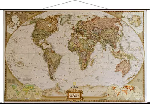 Настенная карта National Geographic, World Executive 1:18 390 000