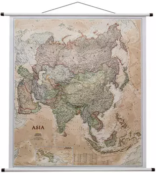 Настенная политическая карта Азии, масштаб 1:13 812 000, National Geographic