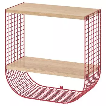 Настенная полка с местом для хранения, коричнево-красный/под дуб, 41x20 см, SVENSHULT IKEA