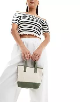 Настенная сумка ASOS DESIGN P 3 с контрастной деталью цвета хаки