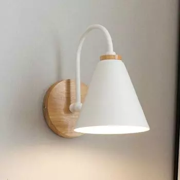 Настенные бра, светильники для спальни, современная прикроватная лампа со светодиодным теплым светом, бытовой настенный светильник с деревянным основанием для крыльца (белый) yozhiqu