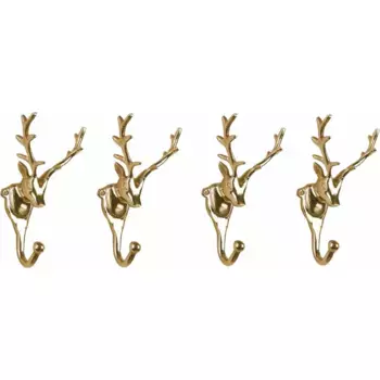 Настенные крючки для дома «Набор крючков для одежды на настенной вешалке из 4 медных оленьих рогов», из алюминия Home Affaire, цвет goldfarben