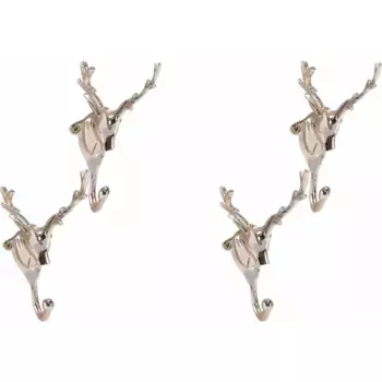 Настенные крючки для дома «Набор крючков для одежды на настенной вешалке из 4 медных оленьих рогов», из алюминия Home Affaire, цвет silberfarben