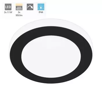 Настенный и потолочный светильник Eglo LED Carpi черно-белый, 11 Вт, 950 лм, IP44, черный