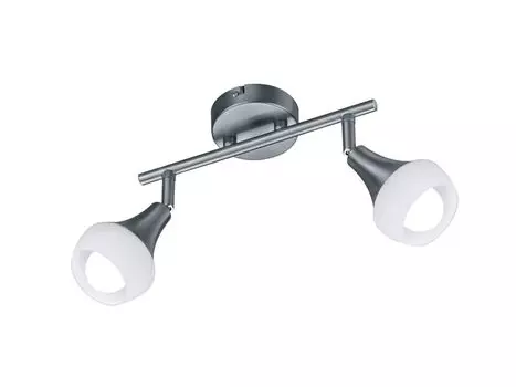 Настенный и потолочный светильник Trio матового никеля и белого цвета E14, 2 лампы, серебро