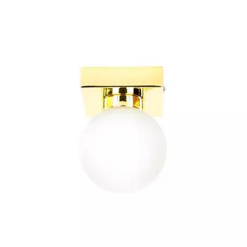 Настенный потолочный светильник для ванной комнаты в золотисто-белом стеклянном шаровом абажуре STAR Licht-Erlebnisse, золото