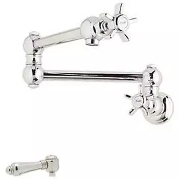 Настенный Поворотный Рычаг Rohl Italian Kitchen с двумя запорными металлическими ручками, polished nickel