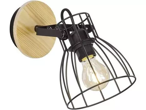 Настенный прожектор MeineWunschleuchte Innen Retro Schwarz dimmbar цвет buche dekor/schwarz/holz