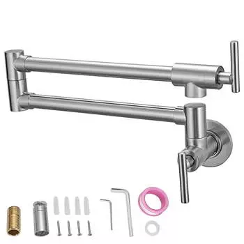 Настенный смеситель для Наполнения Кастрюль VEVOR из цельной латуни, brushed nickel