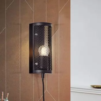 Настенный светильник, 20 х 8 х 8 см, Е27, макс. 40 Вт, выключатель, черный корунд Lightbox