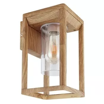 Настенный светильник, алюминий, имитация дерева, прозрачный, В 27 см etc-shop, коричневый