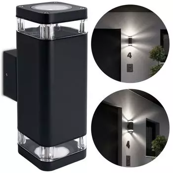 Настенный светильник ATUNI черный - настенный светильник вверх и вниз, включая 2 светодиодные лампы GU10 3 Вт, нейтральный белый, количество: комплект из 1 шт. SSC-LUXon