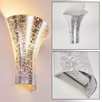 Настенный светильник »Auletta« из металла/стекла серебристого цвета. hofstein