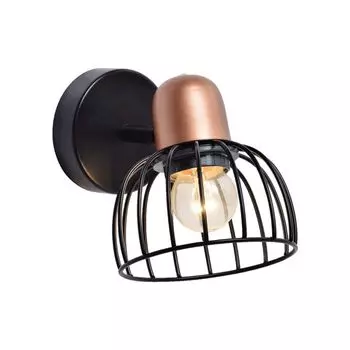 Настенный светильник BASKET 1xE27/40Вт, черный/красная медь, Д: 120, Ш: 130, В: 170, цоколь E27, диммируемый Prezent