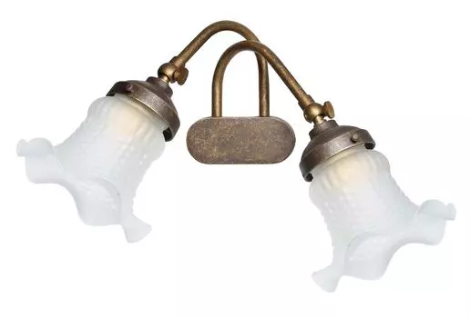 Настенный светильник, белая бронза, стекло E14, настоящая латунь, настенный светильник с цветочным рисунком Licht-Erlebnisse
