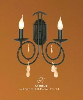 Настенный светильник Casa Padrino Baroque с хрустальным декором, черный - лампа света