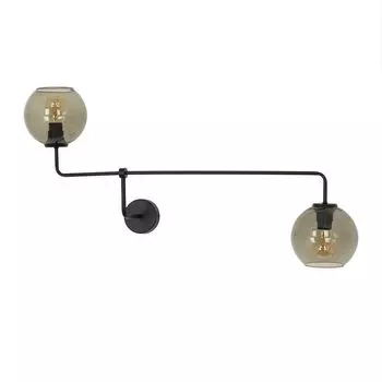 Настенный светильник, черный дымчатый стеклянный абажур, круглый, с 2 лампами, в металлическом каркасе, квадратный, L, 98 см, ретро, винтажный настенный светильник Licht-Erlebnisse