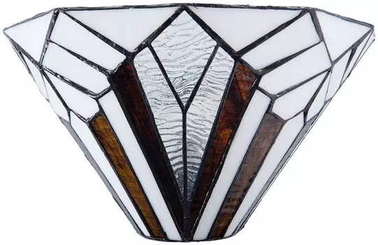 Настенный светильник Clayre & Eef Tiffany 31x16x16 см Белый Коричневый Металл Стекло Треугольник Clayre&Eef
