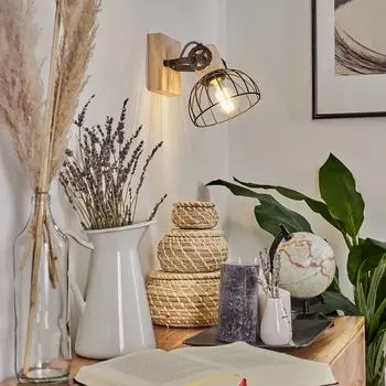 Настенный светильник »Cotes« из дерева/металла натурального/коричневого цвета со световым эффектом hofstein