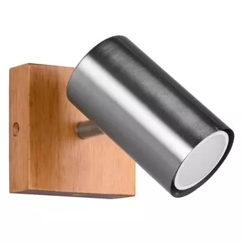 Настенный светильник, дерево, матовый никель, регулируемое пятно, В 16 см etc-shop, серебро