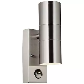 Настенный светильник для наружного использования, 2x GU10, розетка металл/стекло с обеих сторон Lightbox, серебро