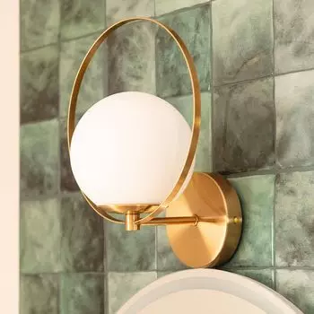 Настенный светильник для наружного освещения из металла и стекла Layla Gold LEDKIA, золото