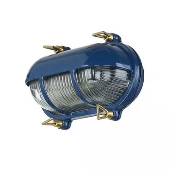 Настенный светильник для наружного освещения, морская латунь, ребристое стекло, ширина: 21 см, E27, синий настенный светильник для наружного освещения, для дома и сада Licht-Erlebnisse