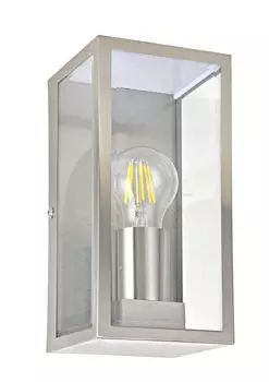 Настенный светильник для наружного освещения Tann E27 с цоколем из нержавеющей стали, стекло Dapo Leuchten, серебро