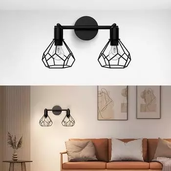 Настенный светильник EMKE в винтажном стиле, поворотные потолочные головки для кухни, гостиной, спальни - включая монтажный материал (без лампочки), черный