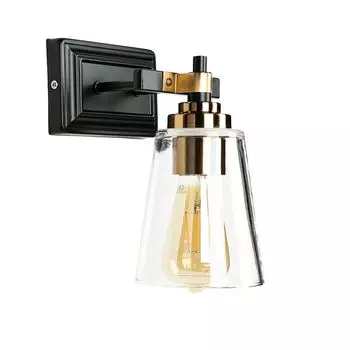 Настенный светильник EVE дерево металл ретро коричневый черный Licht-Erlebnisse