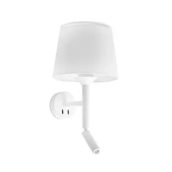 Настенный светильник Faro Savoy White с белым абажуром Reader, белый