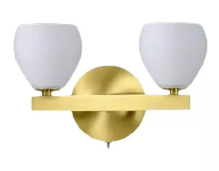 Настенный светильник, галогенный тумблер из латуни, 2x GY6,35/12 В, макс. 35 Вт/230 В, стекло каждый. B-Leuchten