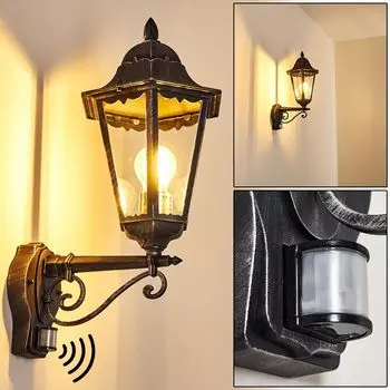 Настенный светильник »Ganna«, литой алюминий черного/серебристого цвета с прозрачными стеклянными панелями hofstein