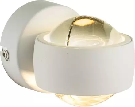 Настенный светильник Globo Lighting, белый металл, прозрачное стекло, ШхВ: 75х70мм, AL: 100мм, вкл. 2 светодиода 6Вт 230В, источник 780лм, выходная мощность 470лм, 3000К, серебро