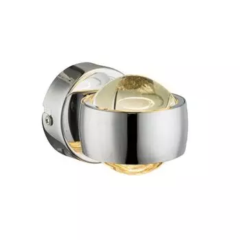 Настенный светильник Globo Lighting, хромированный металл, прозрачное стекло, ШxВ: 75x70 мм, AL: 100 мм, вкл. 2 светодиода 6 Вт 230 В, источник 780 лм, выходная мощность 470 лм, 3000 К, белый