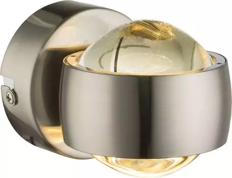 Настенный светильник Globo Lighting металлический матовый никель, прозрачное стекло, направление света: вверх и вниз, ШxВ: 75x70 мм, AL: 100 мм, вкл. 2 светодиода 6 Вт 230 В, источник 780 лм, выходная мощность 470 лм, 3000 К, серебро