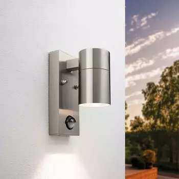 Настенный светильник Ledvion с датчиком, настенный светильник РВС, светодиодный настенный светильник наружного серого цвета, GU10, настенный светильник наружного освещения, бра, уличный светильник, IP44, серебро