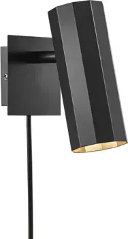 Настенный светильник Nordlux "Аланис", лампа GU10 | без лампочек, минималистичный дизайн, 10-сторонний профиль, включая светодиодный модуль мощностью 2 Вт 6,00 см, Высота: 15,00 см., черный