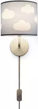 Настенный светильник Paco Home "Luca Cosmo", лампа E14 | без лампочки, настенный светильник для детской комнаты, детская детская лампа, облака, небо с вилкой Высота: 26,5 см, белый