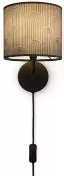 Настенный светильник Paco Home "Luca Pillar", лампа E14 | без лампочки, тканевый светильник, круглый настенный светильник с вилкой для гостиной, прихожей, винтажный ретро Высота: 26,5 см, черный