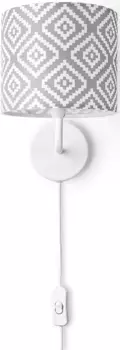 Настенный светильник Paco Home "Luca Stella", лампа E14 | без лампочки, настенный светильник, винтажный E14, абажур для гостиной, ретро, современный текстиль Высота: 26,5 см, белый