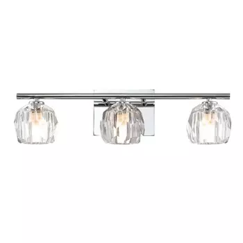 Настенный светильник QUINTIESSE Regalia 3 x 3 Вт LED G9 IP44 сталь 3000K полированный хром, прозрачное хрустальное стекло В: 15,2 см Ш: 55 см с возможностью регулировки яркости Elstead Lighting