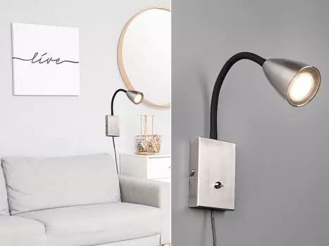 Настенный светильник с 1 лампочкой, матовое серебро, с гибким кронштейном TRIO