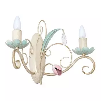 Настенный светильник с цветочным рисунком "Luce" белый розовый металл стекло 2 лампочки настенный светильник гостиная спальня прихожая Licht-Erlebnisse